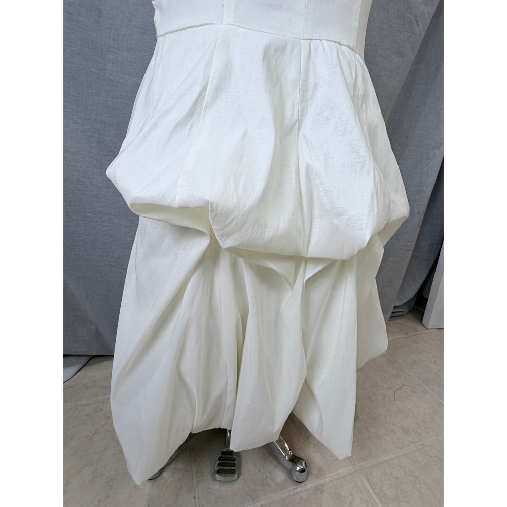 Vintage Jessica McClintock Ivory Ruched Mermaid Gown Rhinestone Brooch 10 - Picture 10 of 11